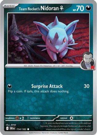Team Rocket's Nidoran F (114/182) - SV10 Destined Rivals Reverse Holofoil - Common