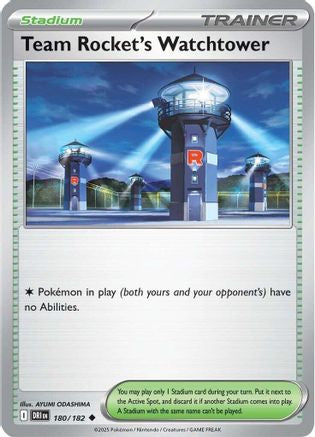 Team Rocket's Watchtower (180/182) - SV10 Destined Rivals Reverse Holofoil - Uncommon