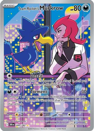 Team Rocket's Murkrow (200/182) - SV10 Destined Rivals Holofoil - Illustration Rare