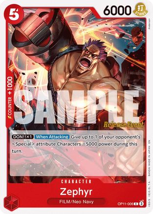 (OP11-006) Zephyr - A Fist of Divine Speed Release Event Cards Normal