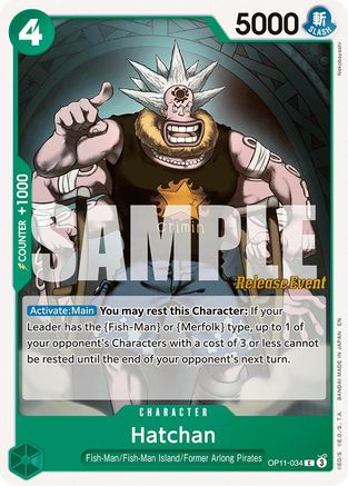 (OP11-034) Hatchan - A Fist of Divine Speed Release Event Cards Normal