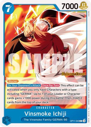 (OP11-043) Vinsmoke Ichiji - A Fist of Divine Speed Release Event Cards Normal