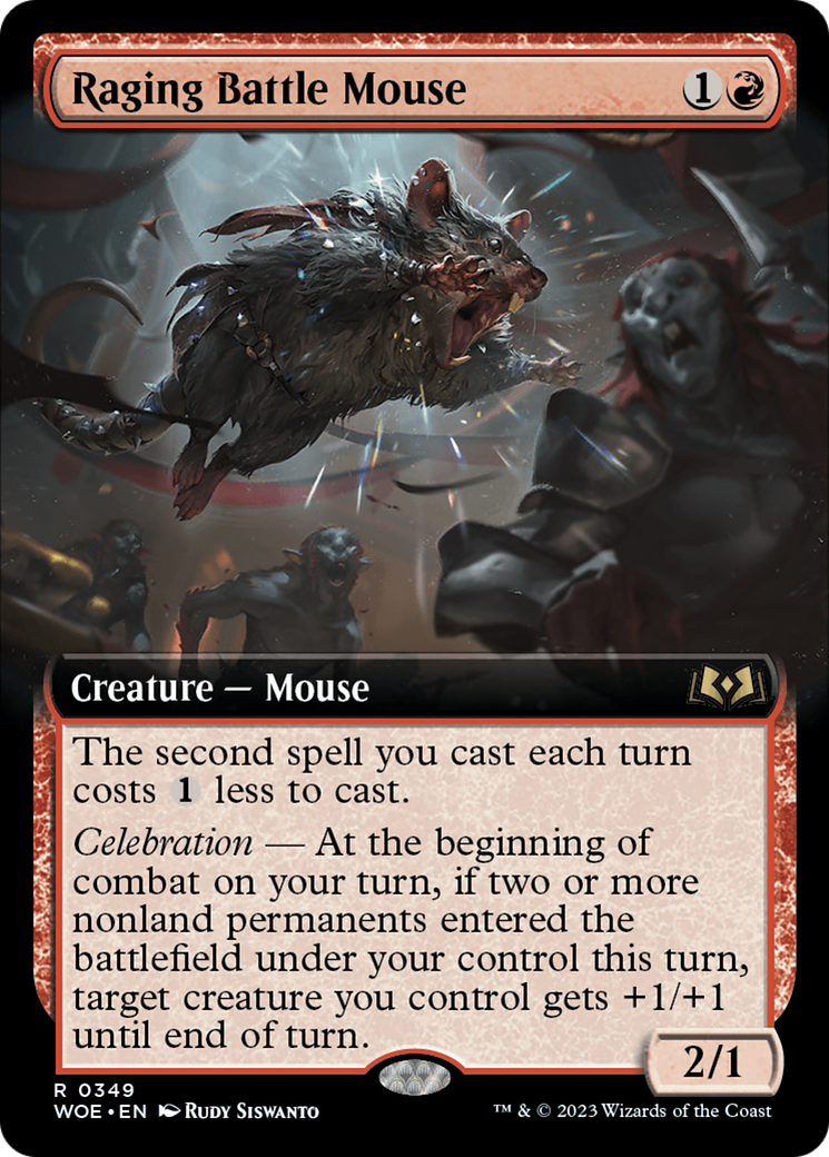Raging Battle Mouse (WOE-349) - Wilds of Eldraine: (Extended Art)