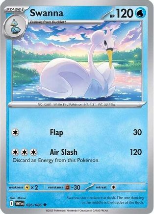 Swanna (26/086) - SV White Flare Reverse Holofoil - Uncommon