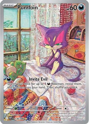 Purrloin (136/086) - SV White Flare Holofoil - Illustration Rare