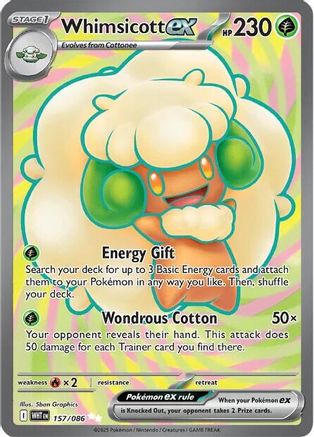 Whimsicott ex (157/086) - SV White Flare Holofoil - Ultra Rare