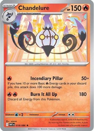 Chandelure (18/086) - SV White Flare Reverse Holofoil - Rare
