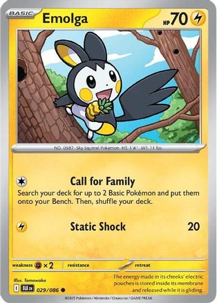 Emolga 029/086 - SV Black Bolt Normal - Common