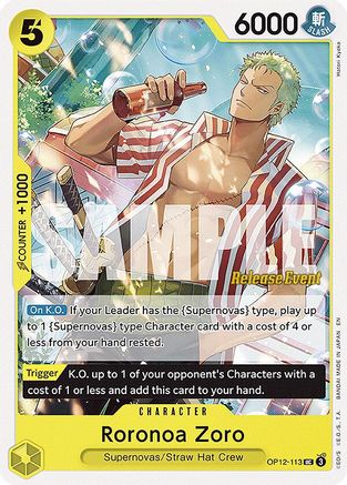 (OP12-113) Roronoa Zoro (113) - Legacy of the Master Release Event Cards Normal