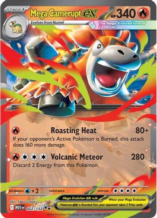 Mega Camerupt ex (22/132) - ME01 Mega Evolution Holofoil - Double Rare