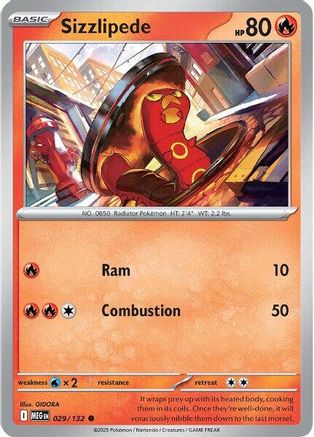 Sizzlipede (29/132) - ME01 Mega Evolution Reverse Holofoil - Common