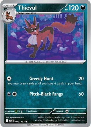 Thievul (90/132) - ME01 Mega Evolution Reverse Holofoil - Common
