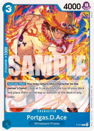 (P-074) Portgas.D.Ace - P-074 (Pirate Foil) - Premium Booster -The Best- Vol. 2 Foil