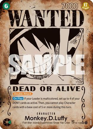 (OP13-118) Monkey.D.Luffy (118) (Wanted Poster) - Carrying On His Will Foil