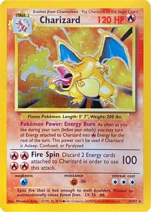 Charizard (Black Dot Error) (4) - Base Set Holofoil - Holo Rare