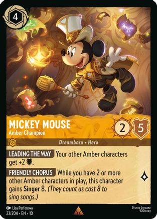 (023/204) Mickey Mouse - Amber Champion - Whispers in the Well Cold Foil