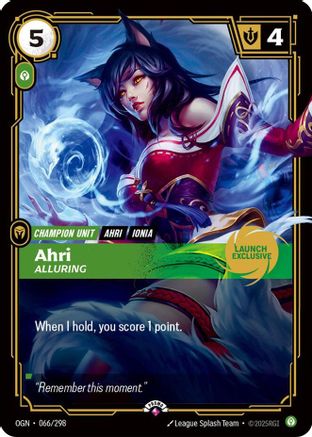 (066/298) Ahri - Alluring (Launch Exclusive) - Riftbound Promotional Cards Foil