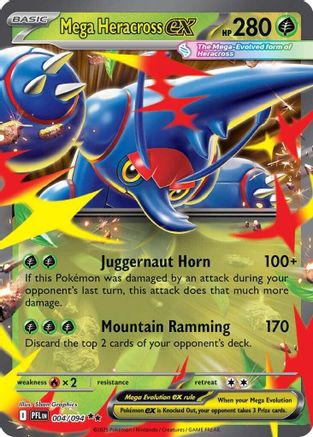 Mega Heracross ex (4/094) - ME02 Phantasmal Flames Holofoil - Double Rare