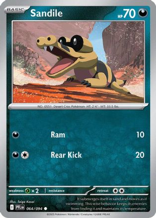 Sandile (64/094) - ME02 Phantasmal Flames Reverse Holofoil - Common