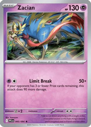 Zacian (45/094) - ME02 Phantasmal Flames Holofoil - Rare