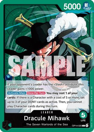 (OP14-020) Dracule Mihawk - OP14-020 - The Azure Sea's Seven - Normal