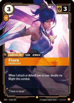 (110a/221) Fiora - Peerless (Alternate Art) - Spiritforged Foil