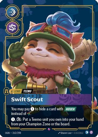 (263/298) Teemo - Swift Scout (Metal) - Riftbound Organized Play Promotional Cards Foil