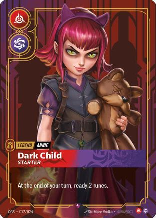 (017/024) Annie - Dark Child (Metal) - Riftbound Organized Play Promotional Cards Foil