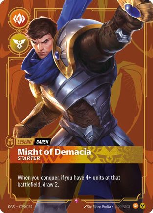 (023/024) Garen - Might of Demacia (Metal) - Riftbound Organized Play Promotional Cards Foil