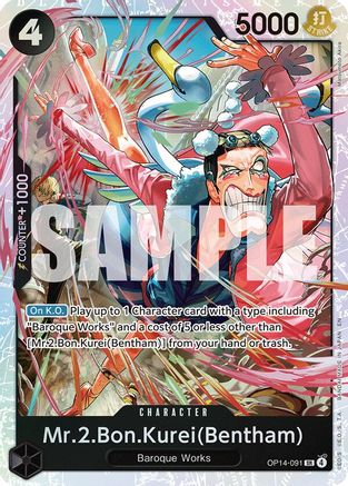 (OP14-091) Mr.2.Bon.Kurei (Bentham) - The Azure Sea's Seven - Foil