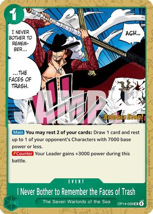 (OP14-038) I Never Bother to Remember the Faces of Trash - The Azure Sea's Seven Release Event Cards - Normal