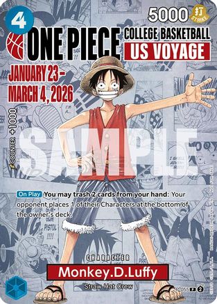(P-055) Monkey.D.Luffy (055) (College Basketball US Voyage) - One Piece Promotion Cards Foil