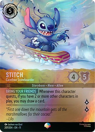 (2077/204) Stitch - Carefree Snowboarder (Epic) - Winterspell Holofoil