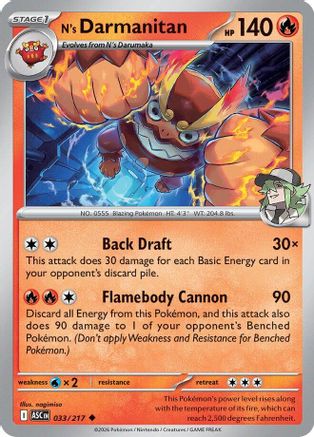 N's Darmanitan (33) - ME Ascended Heroes Reverse Holofoil - Uncommon