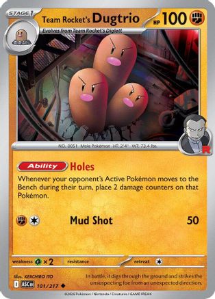 Team Rocket's Dugtrio (101/217) - ME Ascended Heroes Reverse Holofoil - Uncommon