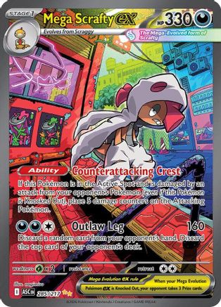 Mega Scrafty ex (285/217) - ME Ascended Heroes Holofoil - Special Illustration Rare
