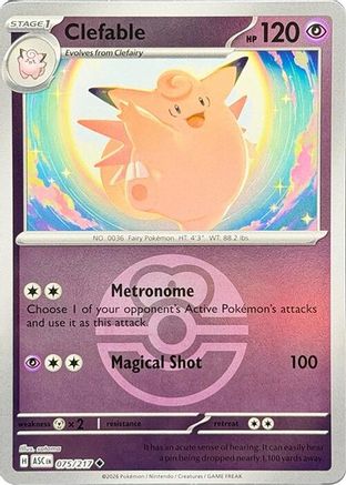 Clefable (Love Ball) (75) - ME Ascended Heroes Reverse Holofoil - Uncommon