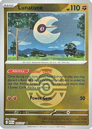 Lunatone (Dusk Ball) (105) - ME Ascended Heroes Reverse Holofoil - Rare