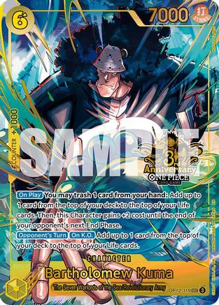 (OP12-119) Bartholomew Kuma (Japanese Version 3rd Anniversary Set) - One Piece Promotion Cards Foil