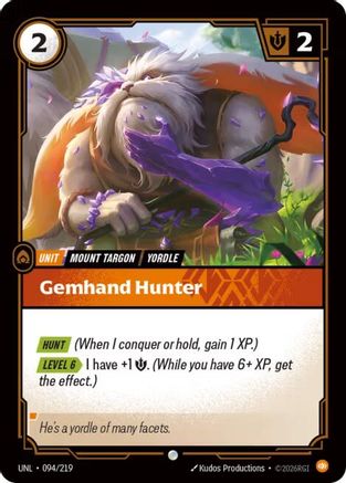 (094/219) Gemhand Hunter - Unleashed Foil