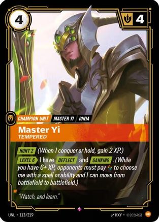 (113/219) Master Yi - Tempered - Unleashed Foil