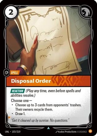 (103/219) Disposal Order - Unleashed
