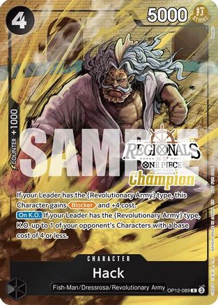 (OP12-089) Hack (Regionals Champion Card Set 26-27) - One Piece Promotion Cards Foil