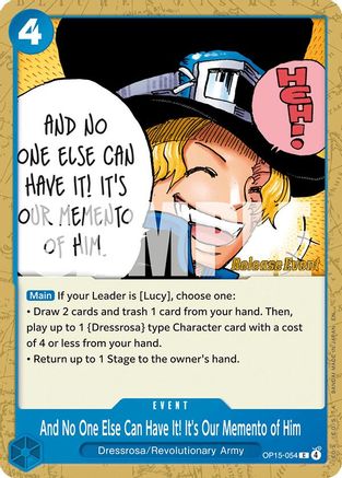 (OP15-054) And No One Else Can Have It! It's Our Memento of Him - Adventure on Kami's Island Release Event Cards - Normal