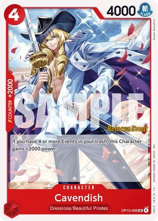 (OP15-006) Cavendish - Adventure on Kami's Island Release Event Cards - Normal