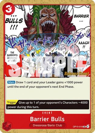 (OP15-019) Barrier Bulls - Adventure on Kami's Island Release Event Cards - Normal