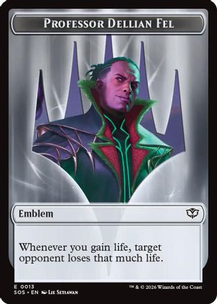 Emblem - Professor Dellian Fel // Pest (0008) Double-Sided Token (SOS-13 // 8) - Secrets of Strixhaven
