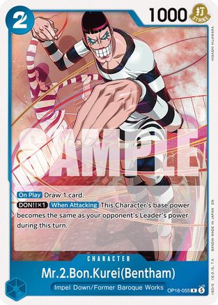 (OP16-055) Mr.2.Bon.Kurei(Bentham) (055) - The Time of Battle - Foil