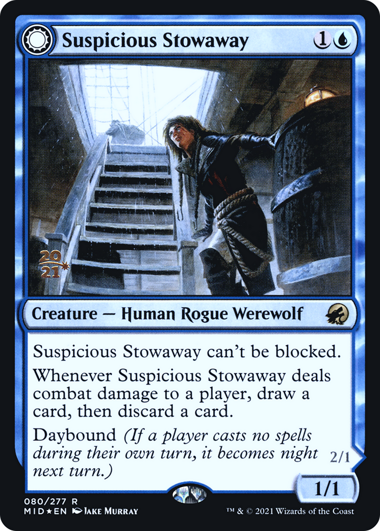 Suspicious Stowaway // Seafaring Werewolf (PRE-80S) - Innistrad: Midnight Hunt Promos: (Double Faced Transform) (Prerelease) Foil