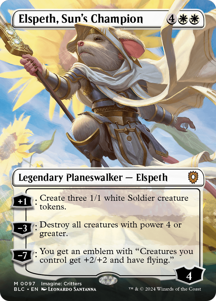 Elspeth, Sun's Champion (Borderless) (BLC-097) - Bloomburrow Commander (Borderless)